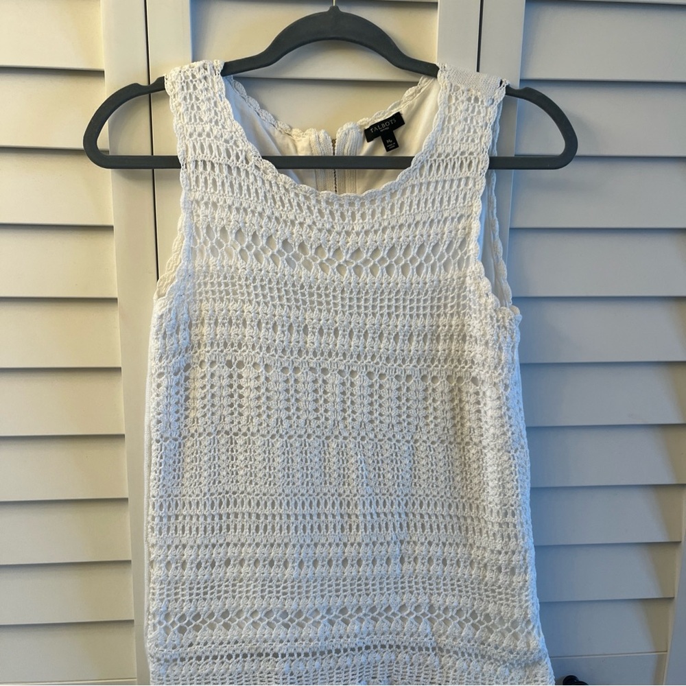 Talbots White Sleeveless Crochet Top